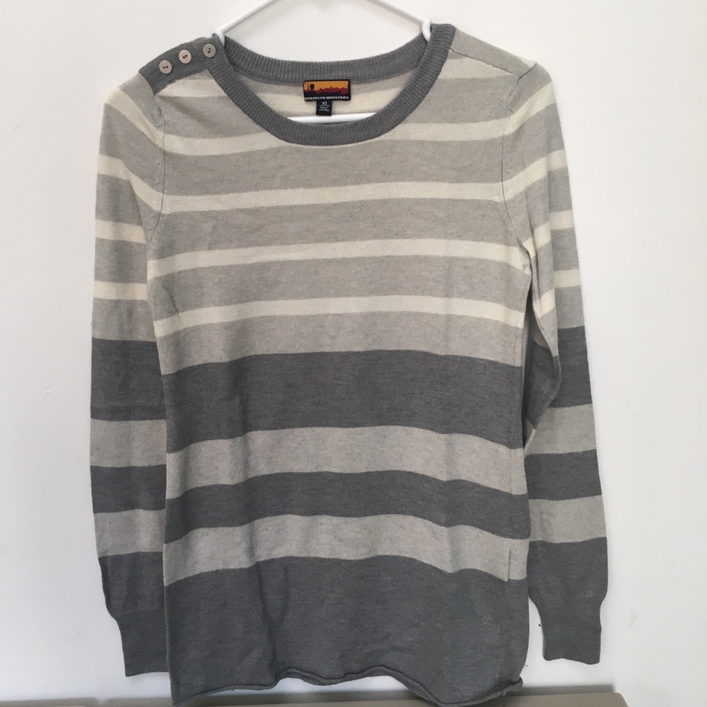 Brooklyn Industries Grey Striped Sweater XS